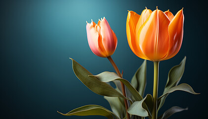 The vibrant tulip blossom showcases nature beauty in multi colored petals generated by AI