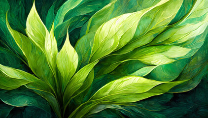 Zielone tło liście. Abstrakcyjna tapeta - obrazy, fototapety, plakaty