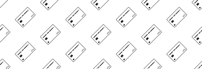 Bank credit card on a white background, seamless pattern.