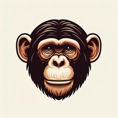 Chimpanzee head logo. illustration on white background