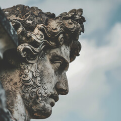 Obraz premium Ancient Statue Profile Against Sky - Historical Sculpture Photography