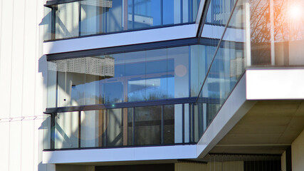 Modern architecture of urban residential apartment building. Apartment building exterior, residential house facade.