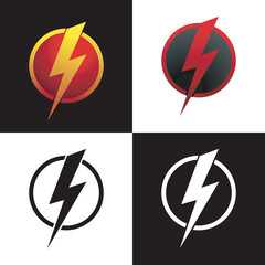 a set of vector lightning logo concept design template illustration
