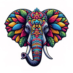 colorful Elephant head logo. illustration on white background