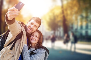 Loving young happy couple hugging