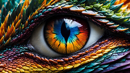 Vibrant Dragon eye closeup detailed macro