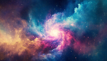Vibrant nebula swirls in deep space, a celestial canvas of cosmic wonders