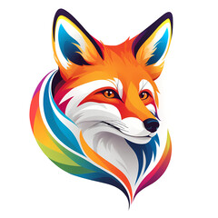 Obraz premium Colorful logotype drawn fox head on white background.