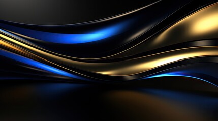 Elegant Abstract Black and Gold Background with Intricate Blue Accents for Sophisticated Designs