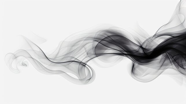 Ethereal Abstract Black Smoke Swirling on Clean White Background