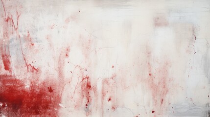Fototapeta premium Abstract Expressionist Painting: Vivid Red Streaks on White Cement Wall Background
