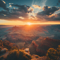 Sunset Over Grand Canyon: A Majestic Landscape View