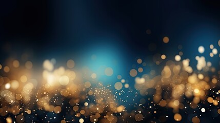 Elegant Dark Blue Background Illuminated by Shimmering Golden Lights for a Luxury Look