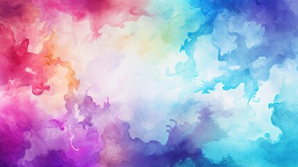 Vibrant Watercolor Splash: Abstract Painting of Colorful Rings and Swirls