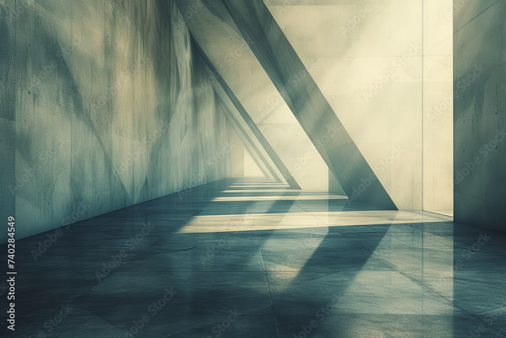 Poster front view of an abstract geometric pattern in muted tones, leaving an open space for text. concept 