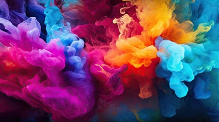 Vibrant Abstract Acrylic Paint Swirls and Whirls in Water Creating Colorful HD Wallpapers - obrazy, fototapety, plakaty