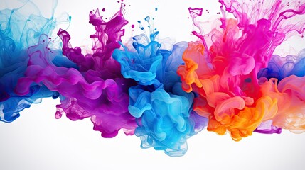 Vibrant Colorful Inks Mixing in Water Creating Abstract Artistic Patterns and Textures