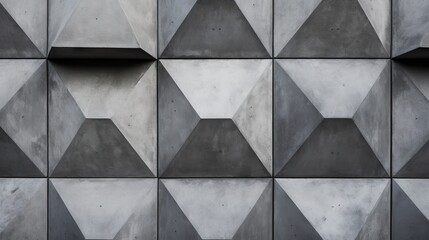 Modern Geometric Concrete Wall Design with Intricate Triangles and Abstract Patterns