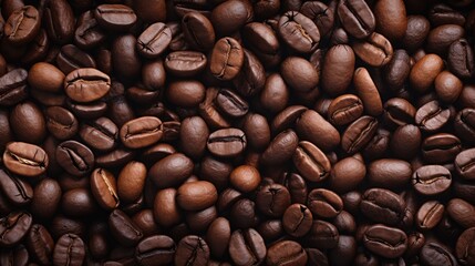 Naklejka premium Aromatic Coffee Beans Piled High, Creating a Rich and Inviting Background for Coffee lovers