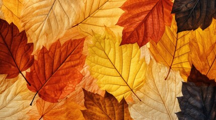 Vibrant Autumn Leaves Floating in the Air with Transparent Background Overlay