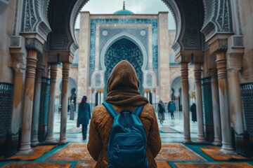 Fototapeta na wymiar traveler person in mosque