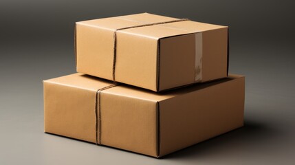 Empty mockup templates of shipment cargo boxes for home delivery, isolated on background.