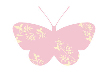 Colorful winged insect butterfly with wild herbs, meadow plants. Vector graphics.