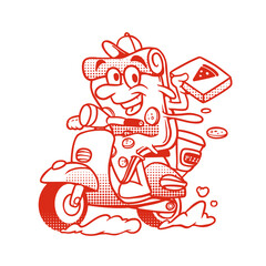 Pizza Delivery Scooter Mascot Cartoon Vector

