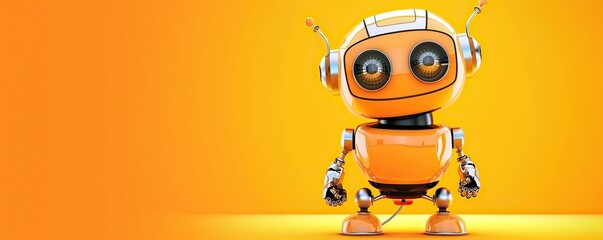 cute little 3D robot colored orange - Powered by Adobe