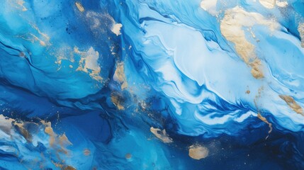 Fototapeta na wymiar Elegant Blue Marble Texture with Luxurious Gold Splashes - Abstract Artistic Background