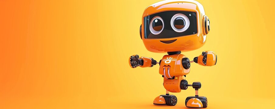 cute little 3D robot colored orange