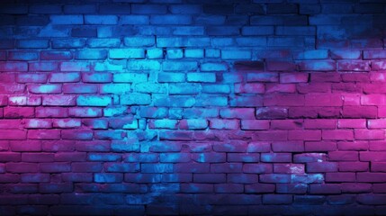Vibrant Neon Brick Wall Texture Background with Retro Vintage Grungy Design Element