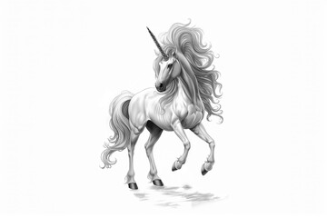 Unicorn Pony Beautiful Fairytale Fantasy Animal Horse Art Drawing Black And White