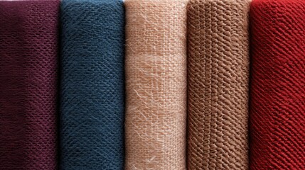 Vibrant Assortment of Gunny Textile Samples in a Colorful Display of Towel Options