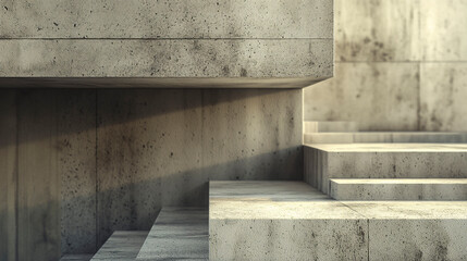 Arquitectura brutalista, minimalista, de hormigón visto con formas geométricas monocromáticas