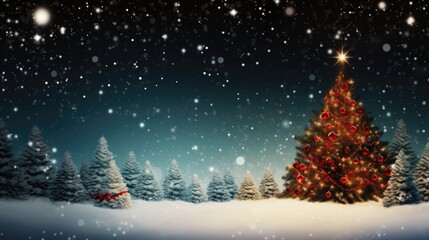 Magical Christmas Scene: Santa Claus by Snow-Covered Tree Bringing Joy and Gifts