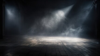 Eerie Illumination in an Empty Dark Room - Surreal Atmosphere with Mysterious Glowing Light