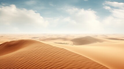 Serenity of Sand Dunes: Tranquil Desert Landscape under a Clear Blue Sky