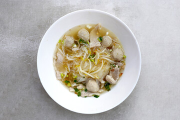 Thai pork noodle clear soup