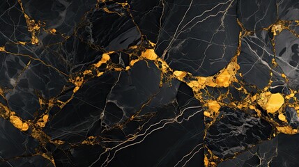 Elegant Black Marble with Luxurious Gold Veins, Adorning Spaces with Opulence and Sophistication
