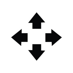 simple black pointing 4 arrows icon on isolated white background. vector illustration. Eps file 423.