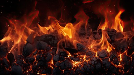 Dancing Flames: Abstract Background of Vibrant Red Fire and Bright Flames