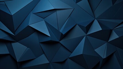 Dynamic Dark Blue Geometric Background with Intricate Triangles and Depth