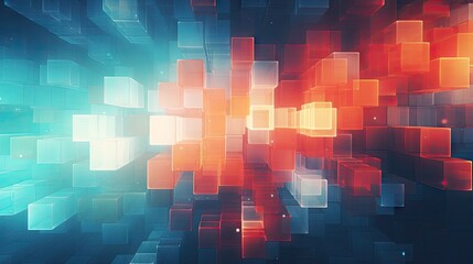 Vibrant Geometric Squares Abstract Background in Trendy Color Palette