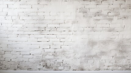 Monochrome Elegance: White Brick Wall Contrasting with Black and White Checkered Floor