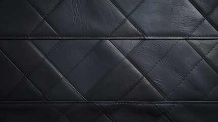 Luxurious Black Leather Upholstery with Elegant Diamond Pattern for Opulent Design Projects