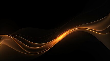 Elegant Black and Gold Wave on Dark Night Background with Copy Space for Text