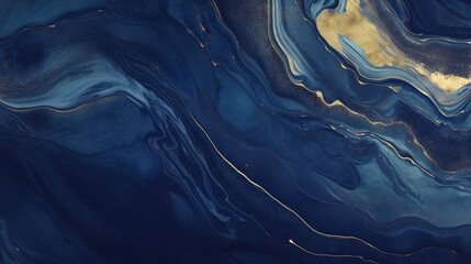 Elegant Blue and Gold Marble Background with Luxurious Veins of Gilded Texture
