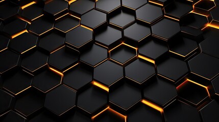 Elegant Black and Gold Honeycomb Hexagon Background Illuminates with Luxury and Sophistication
