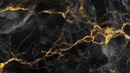 Elegant Black Marble with Luxurious Golden Veins - Abstract Natural Pattern Background